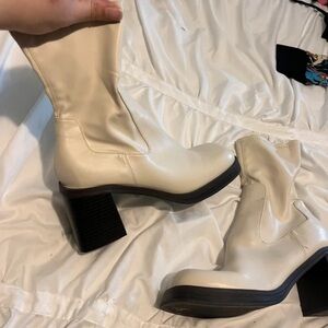 ASOS Maternity Cream Heeled Boots